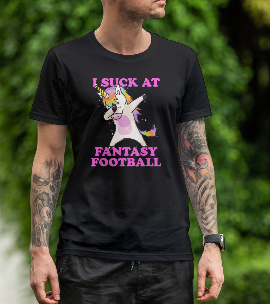 I Suck At Fantasy Football Unicorn Dabbing T-Shirt