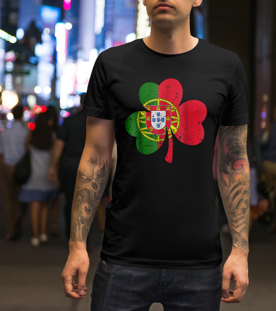 Ireland Portugal Shamrock Flag Combination T-Shirt
