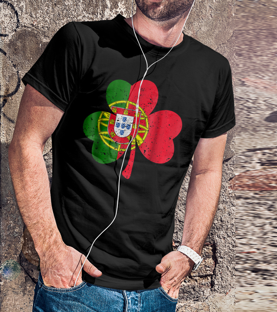 Ireland Portugal Shamrock Flag Combination T-Shirt