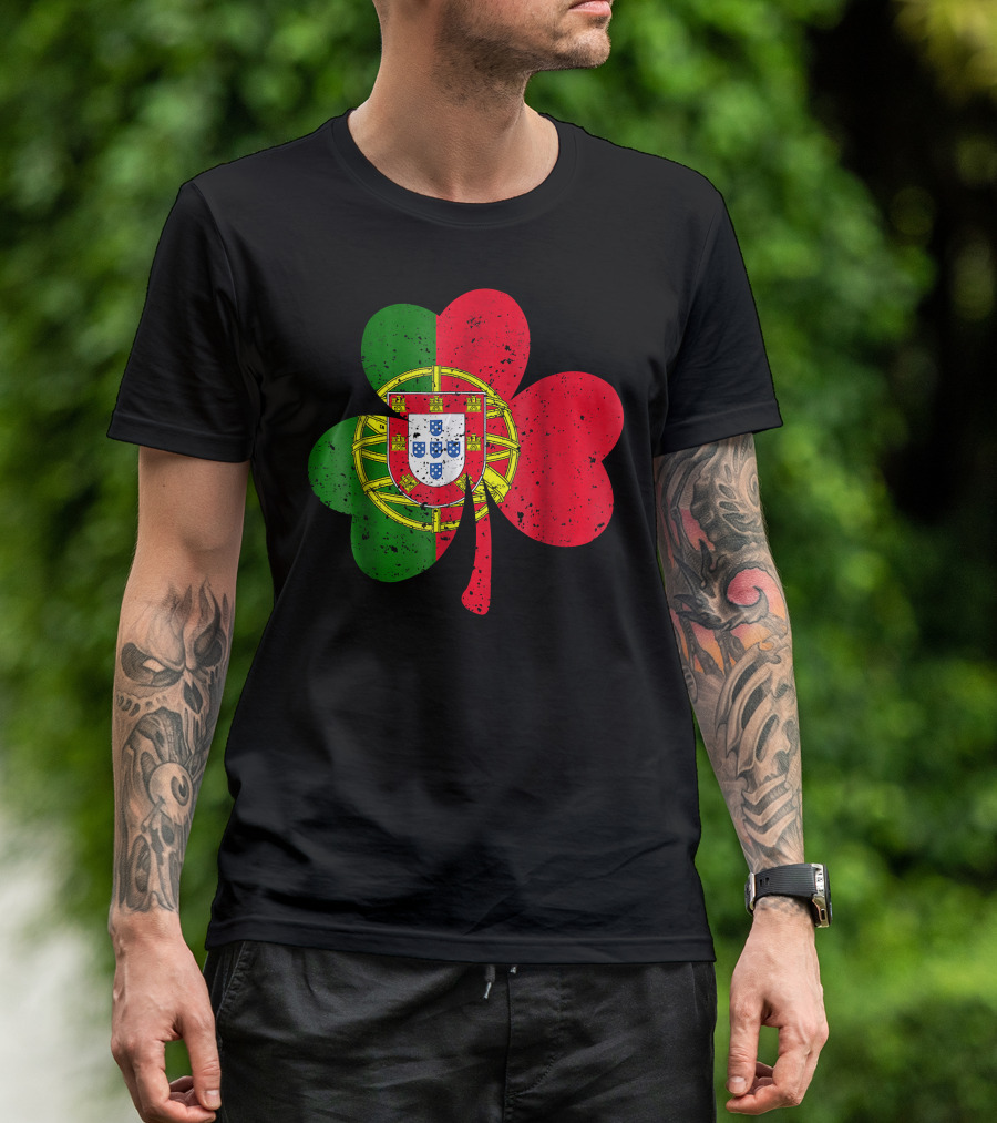 Ireland Portugal Shamrock Flag Combination T-Shirt