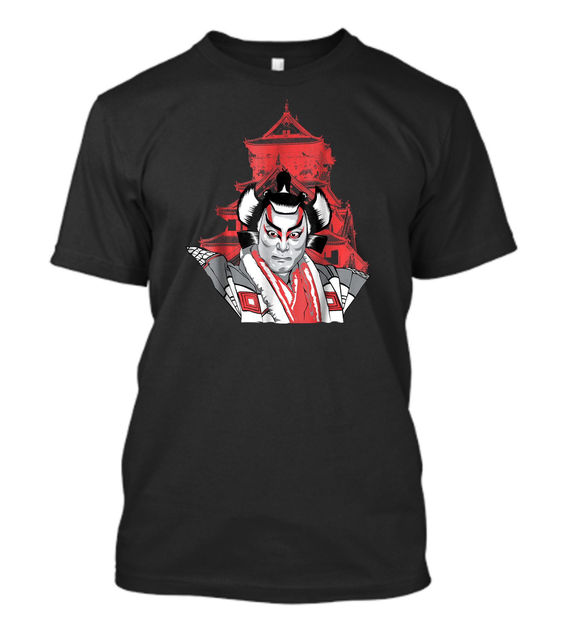 Kabuki Actor With Traditional Japanese Castle In Tokyo Japan T-Shirt