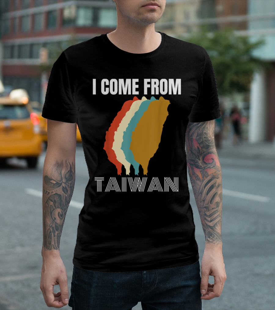 I Come From Taiwan Colorful Silhouette Map T-Shirt