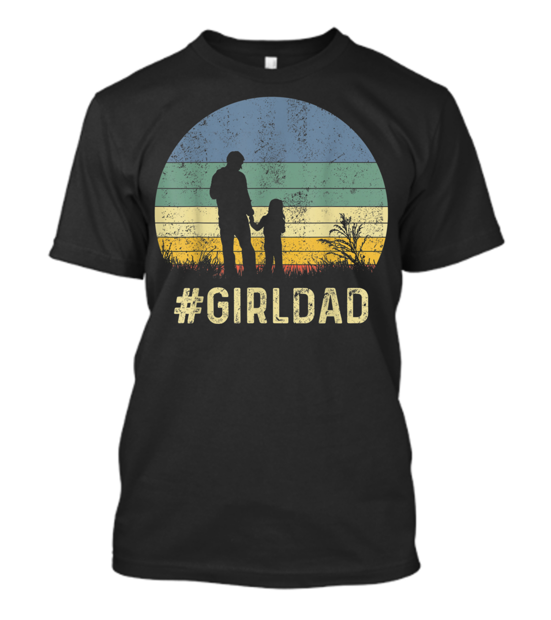 Father And Daughter Vintage Sunset #GirlDad T-Shirt