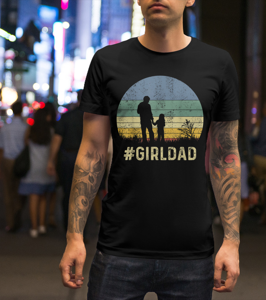 Father And Daughter Vintage Sunset #GirlDad T-Shirt