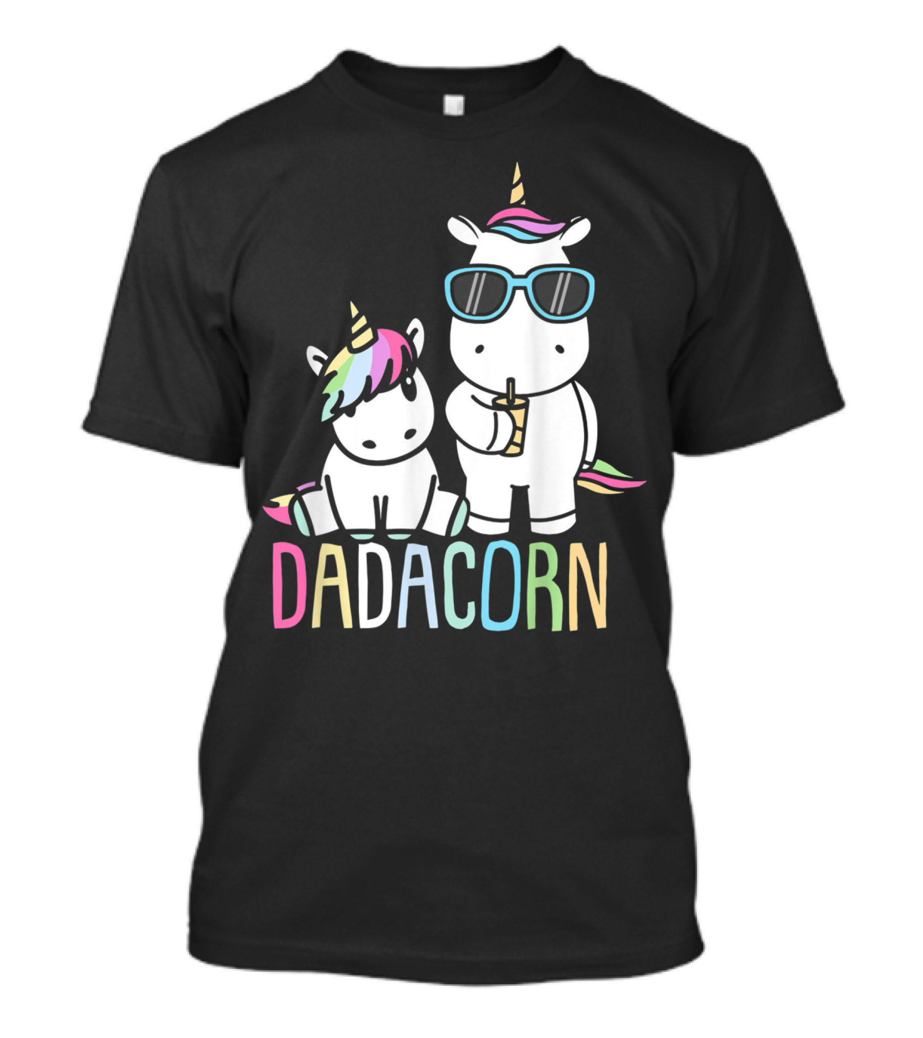Funny Dadacorn Unicorn Dad Baby With Cute Rainbow Horns And Pastel Colors T-Shirt