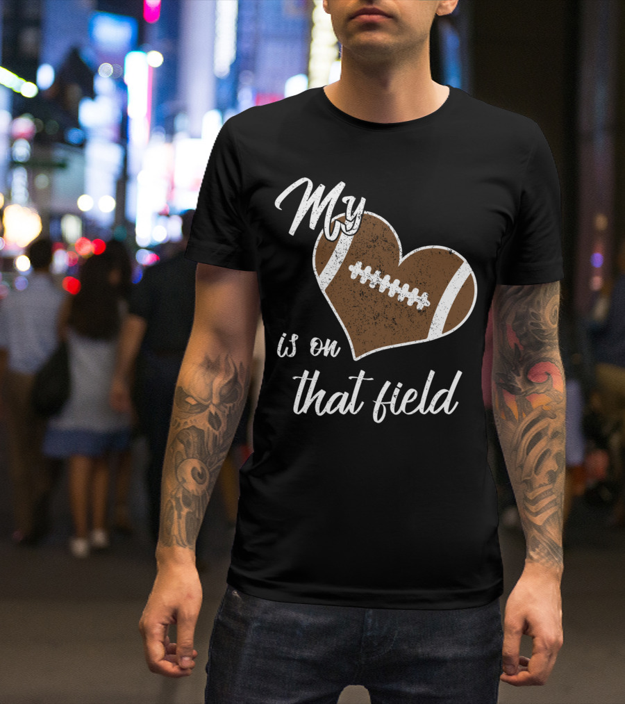 My Heart Is On That Field Football Grandparent T-Shirt