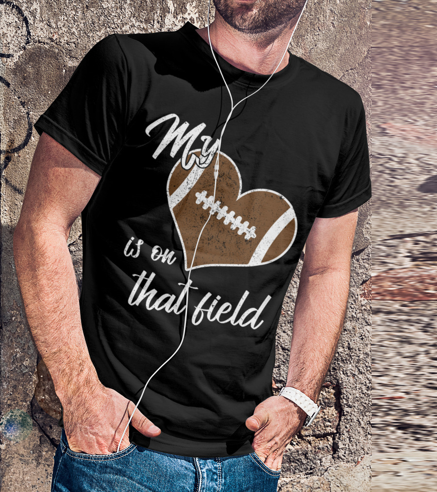 My Heart Is On That Field Football Grandparent T-Shirt