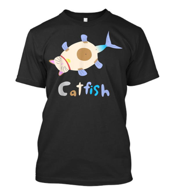 Catfish Sleeping Cat Head Fish Body Playful T-Shirt