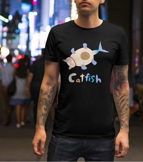 Catfish Sleeping Cat Head Fish Body Playful T-Shirt