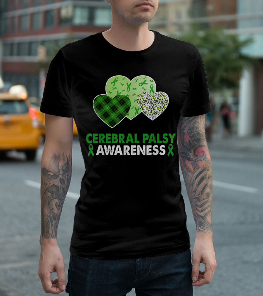 Cerebral Palsy Awareness Heart Leopard Plaid T-Shirt
