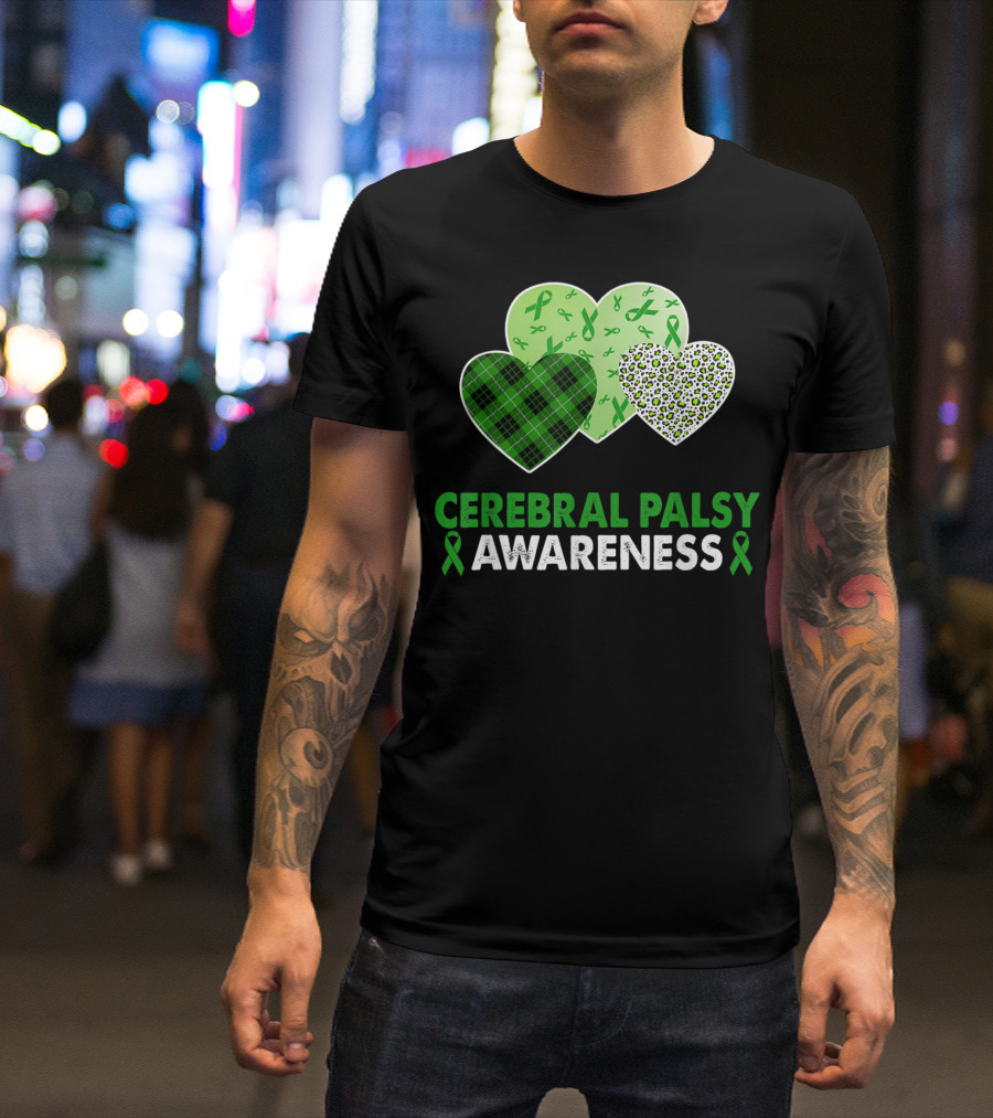 Cerebral Palsy Awareness Heart Leopard Plaid T-Shirt