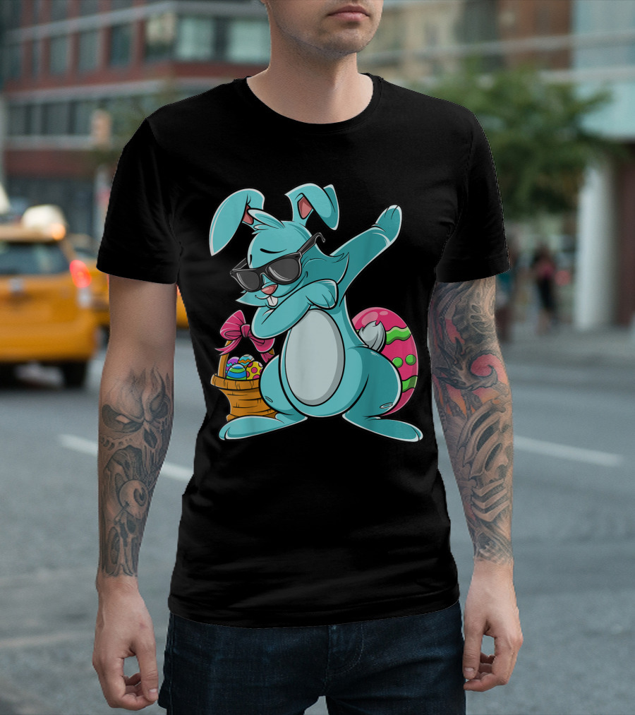 Cool Dabbing Bunny with Easter Basket for Girls and Adults T-Shirt