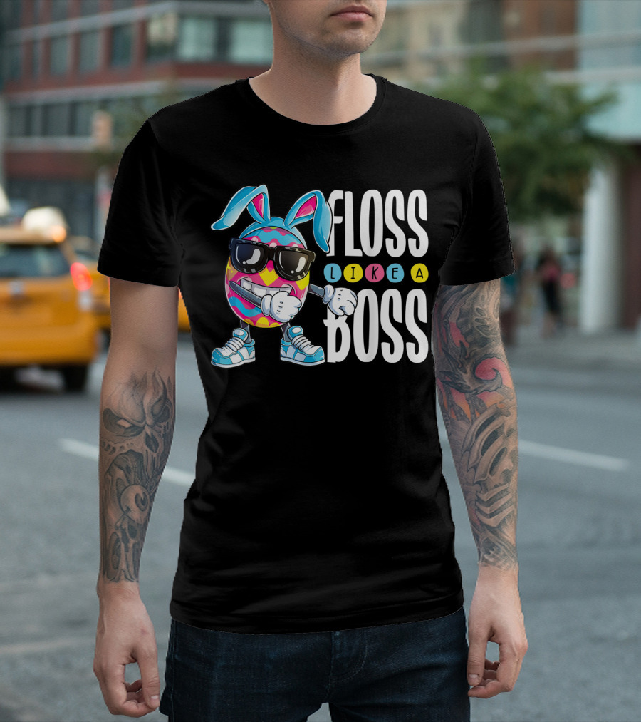 Floss Like A Boss Easter Egg Bunny Boys Flossing T-Shirt
