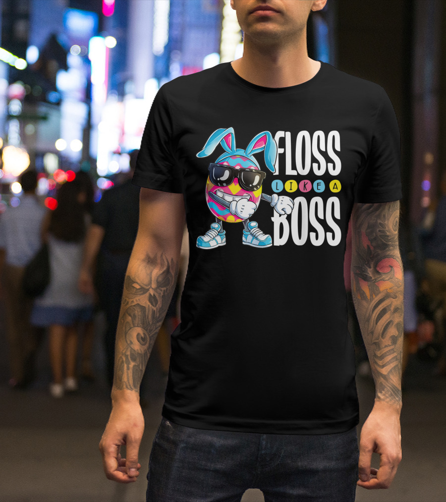 Floss Like A Boss Easter Egg Bunny Boys Flossing T-Shirt
