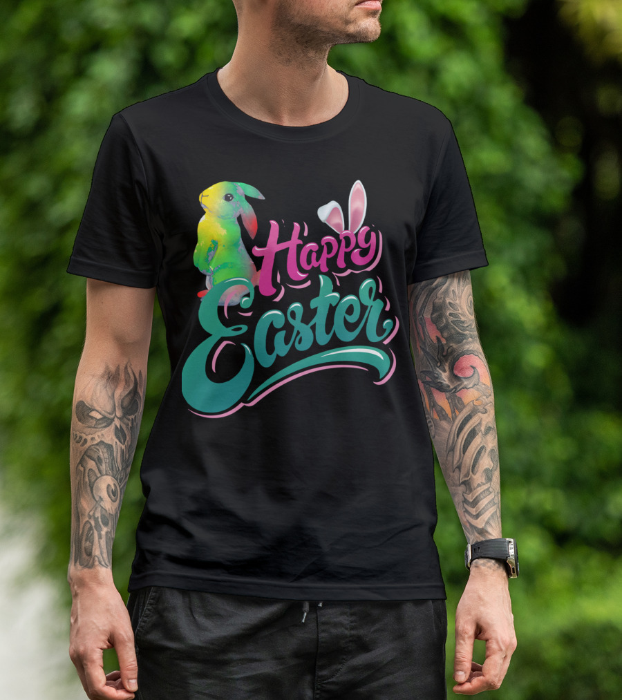 Happy Easter Watercolor Bunny Vibrant T-Shirt