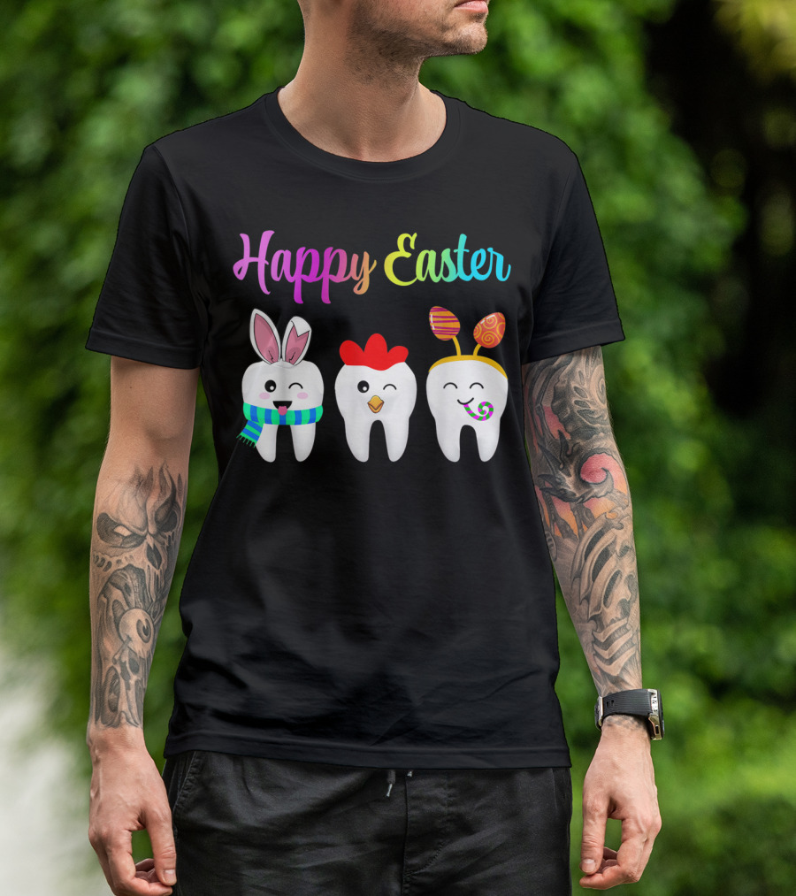 Happy Easter Tooth Bunny Chick Rabbit Eggs T-Shirt