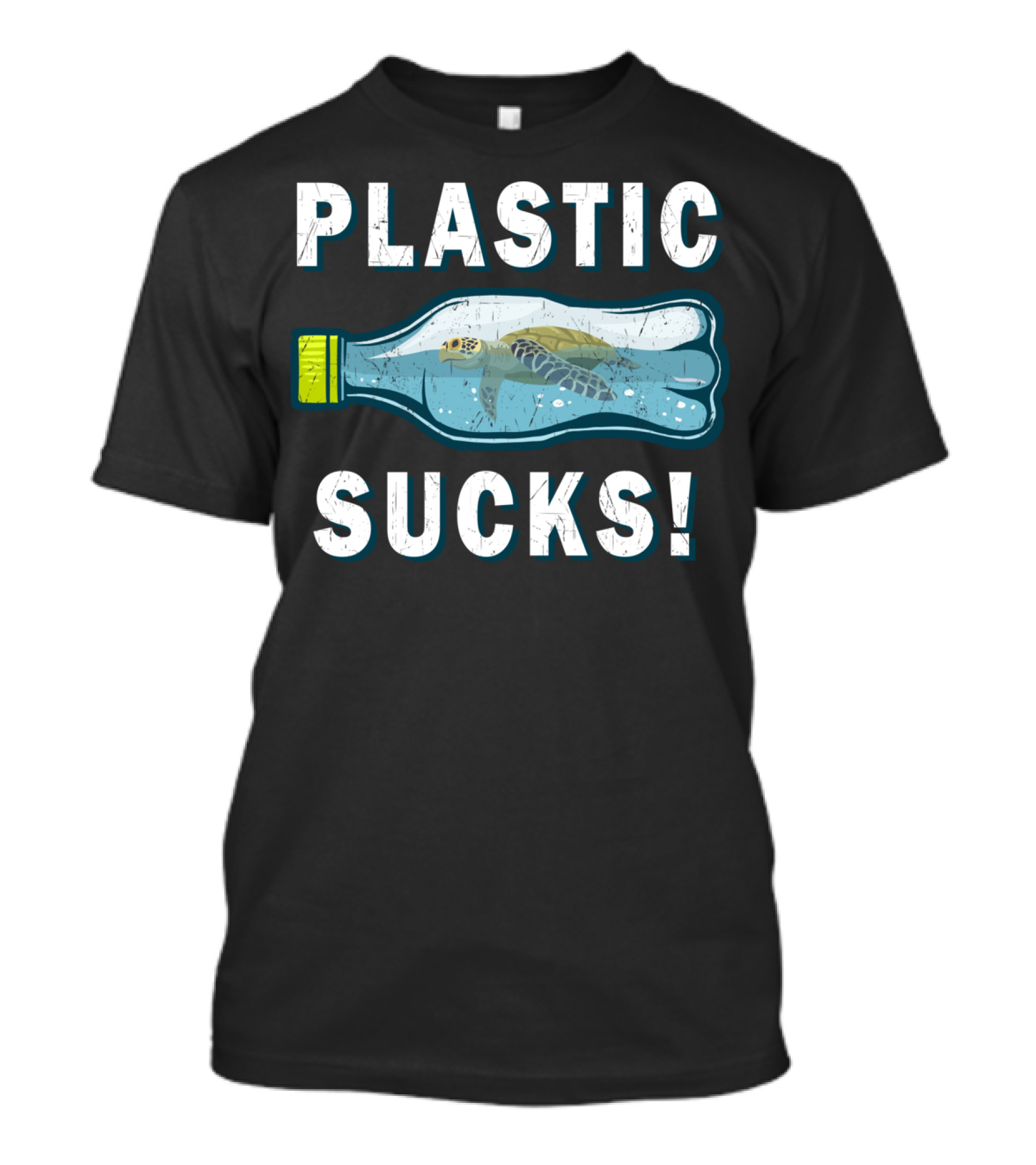 Plastic Sucks Sea Turtle In Bottle Climate Change Earth Day T-Shirt