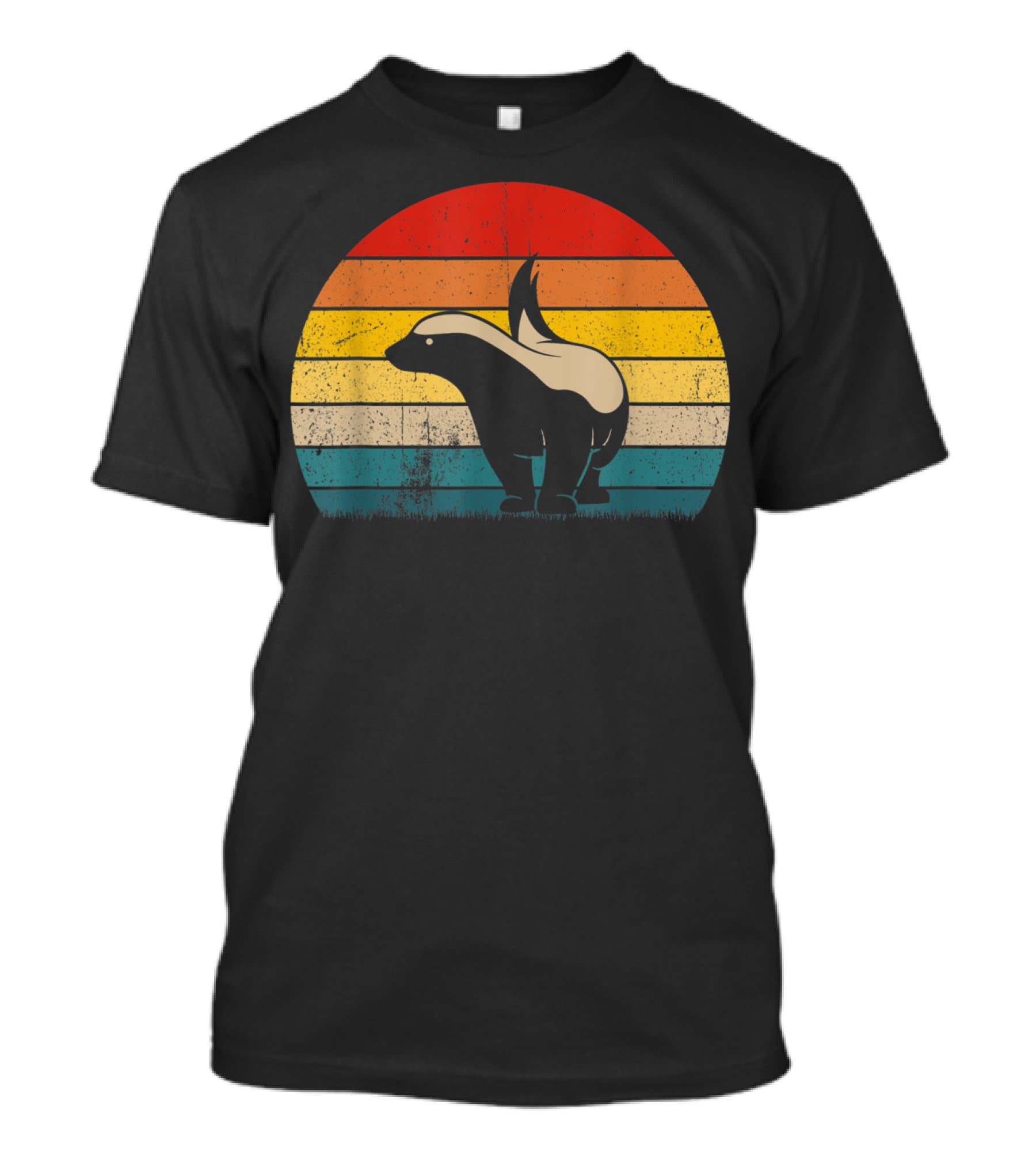 Honey Badger Vintage Sunset Silhouette Retro Style Animal T-Shirt
