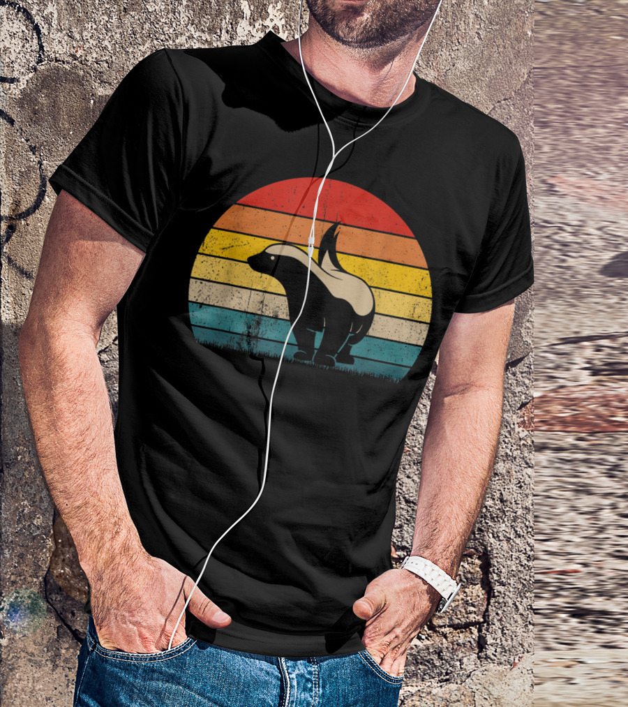 Honey Badger Vintage Sunset Silhouette Retro Style Animal T-Shirt