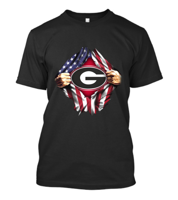 United States Flag Georgia Bulldogs Logo Emblem T-Shirt