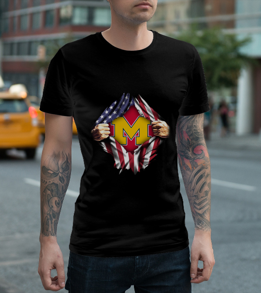 MICHIGAN FLAG AMERICAN PRIDE M LETTER RED BACKGROUND USA COLORS T-Shirt