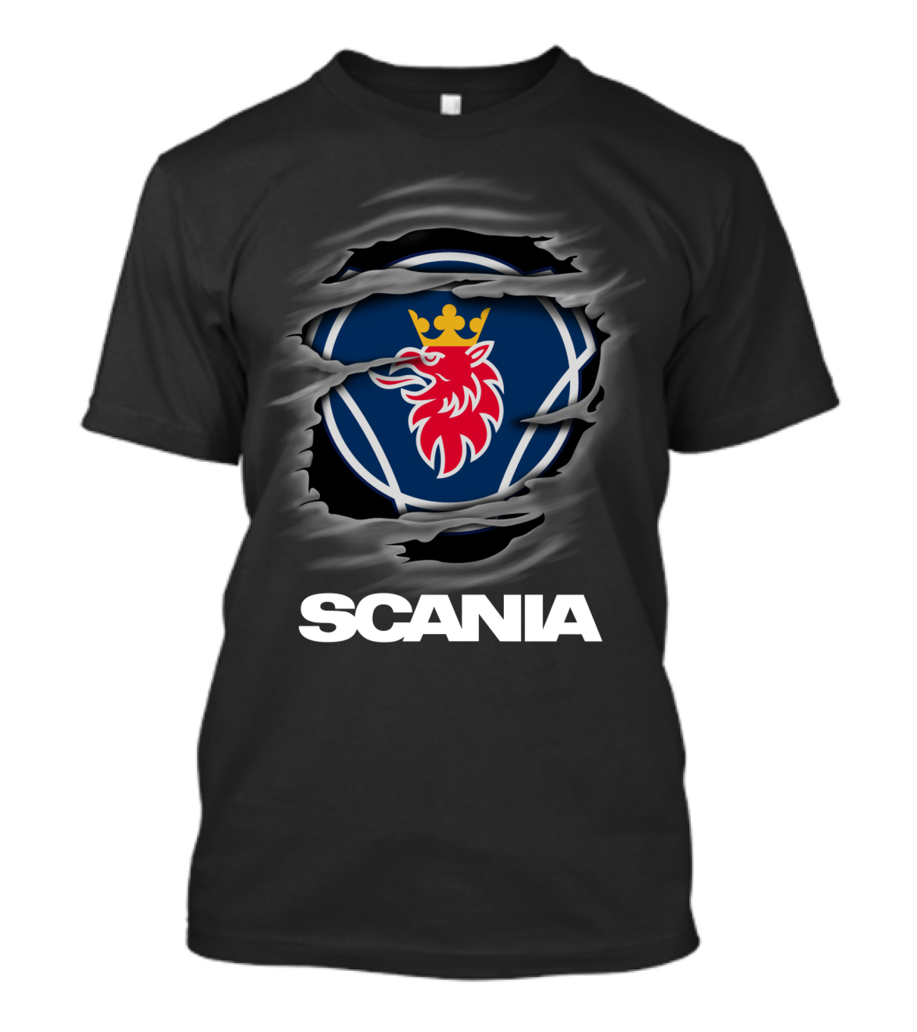 LIMITED SCANIA RIPPED LOGO LION CROWN T-Shirt