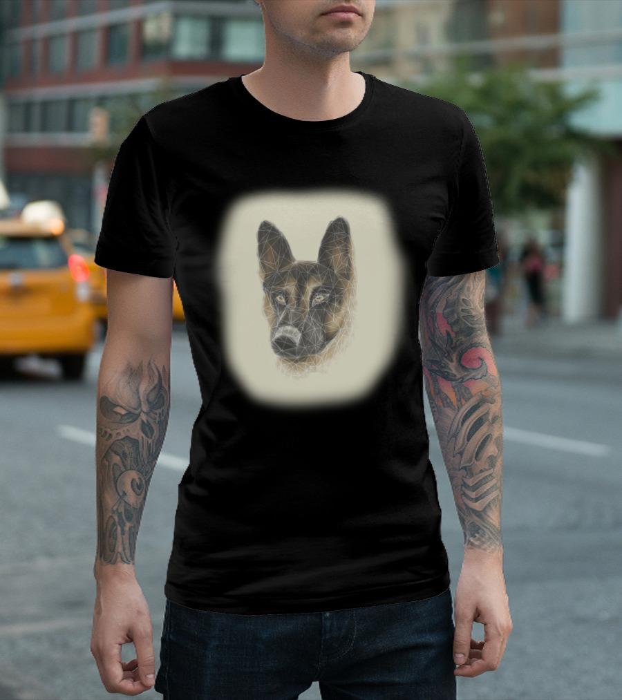 Geometric Dog Artwork with Polygonal Pattern on Canine Face T-Shirt
