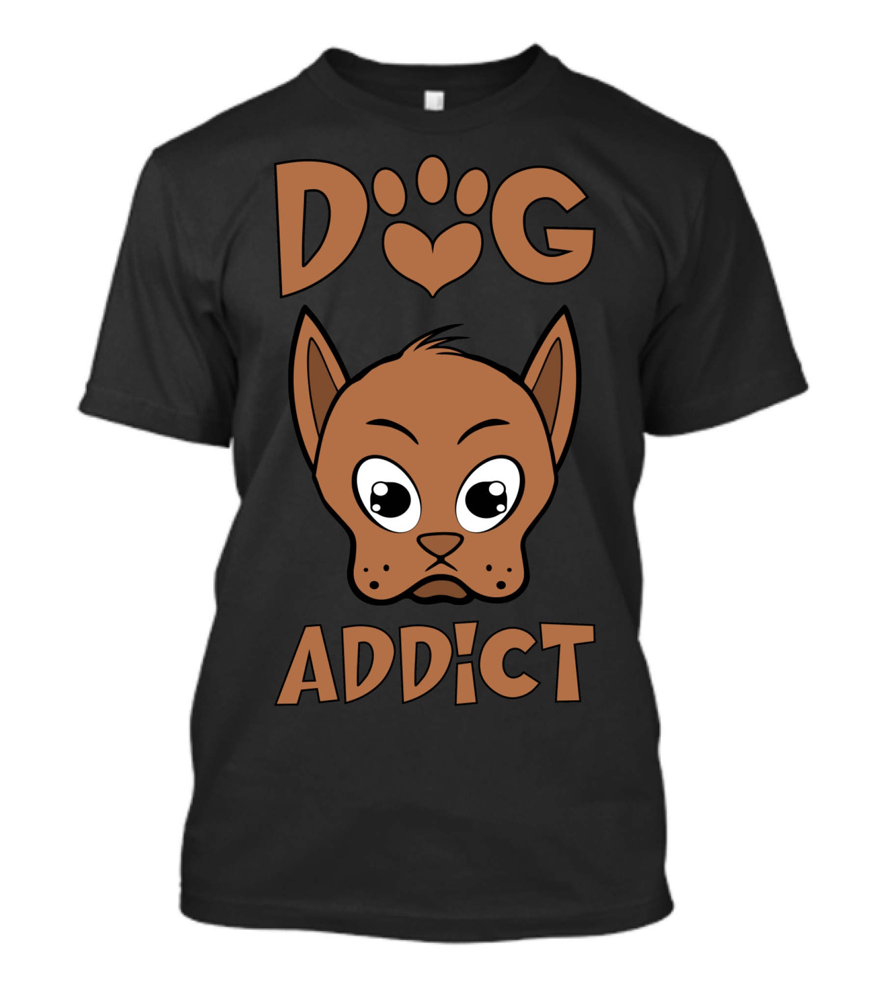 Dog Addict Cute Cartoon Pup With Heart Paw T-Shirt