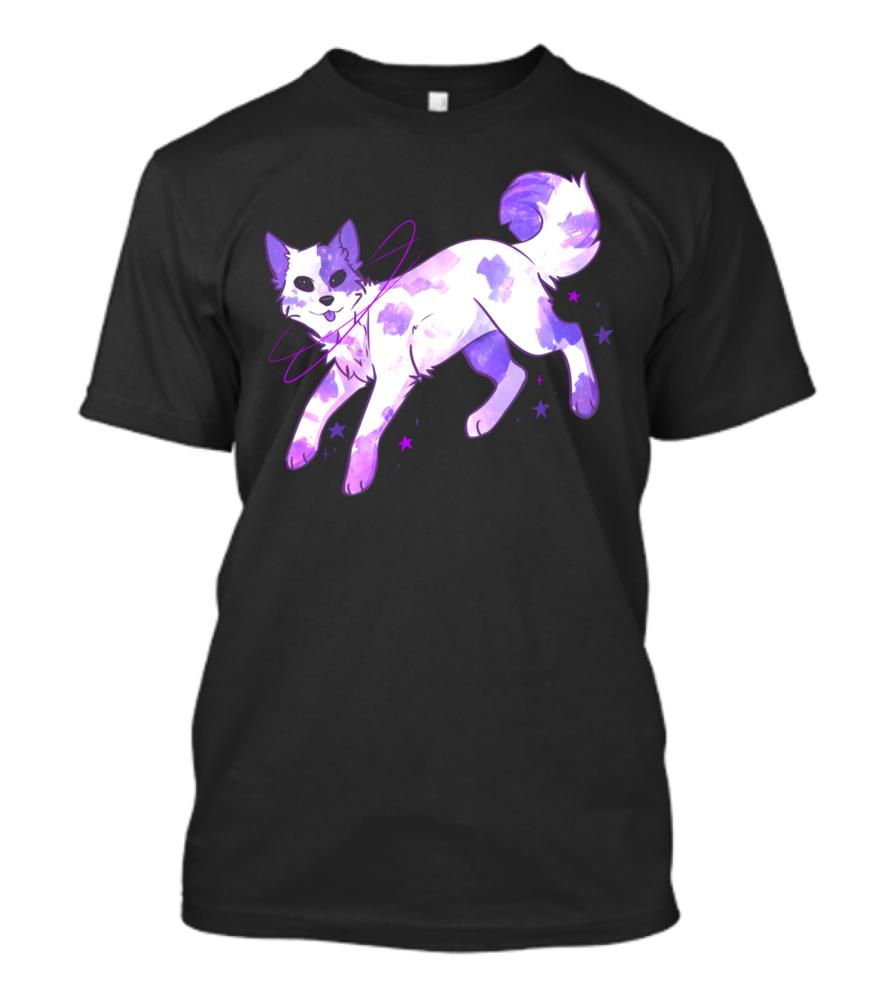 Playful Galaxy Dog With Purple Star Cosmos T-Shirt