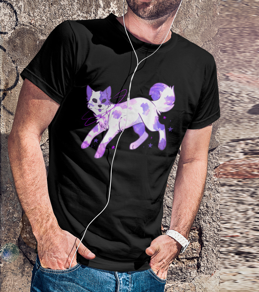 Playful Galaxy Dog With Purple Star Cosmos T-Shirt