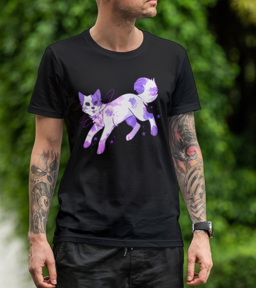 Playful Galaxy Dog With Purple Star Cosmos T-Shirt