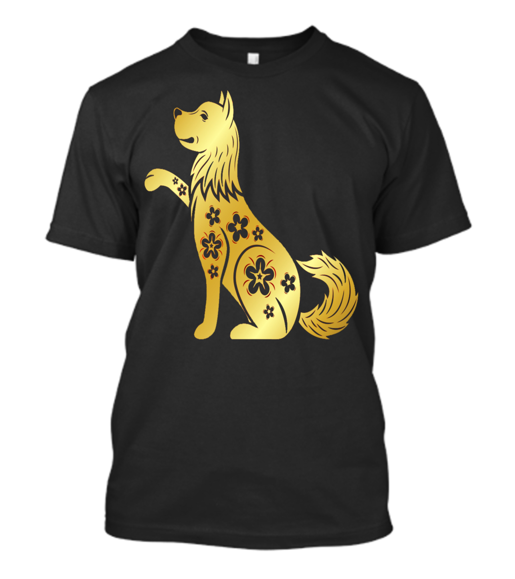 Golden Dog With Floral T-Shirt