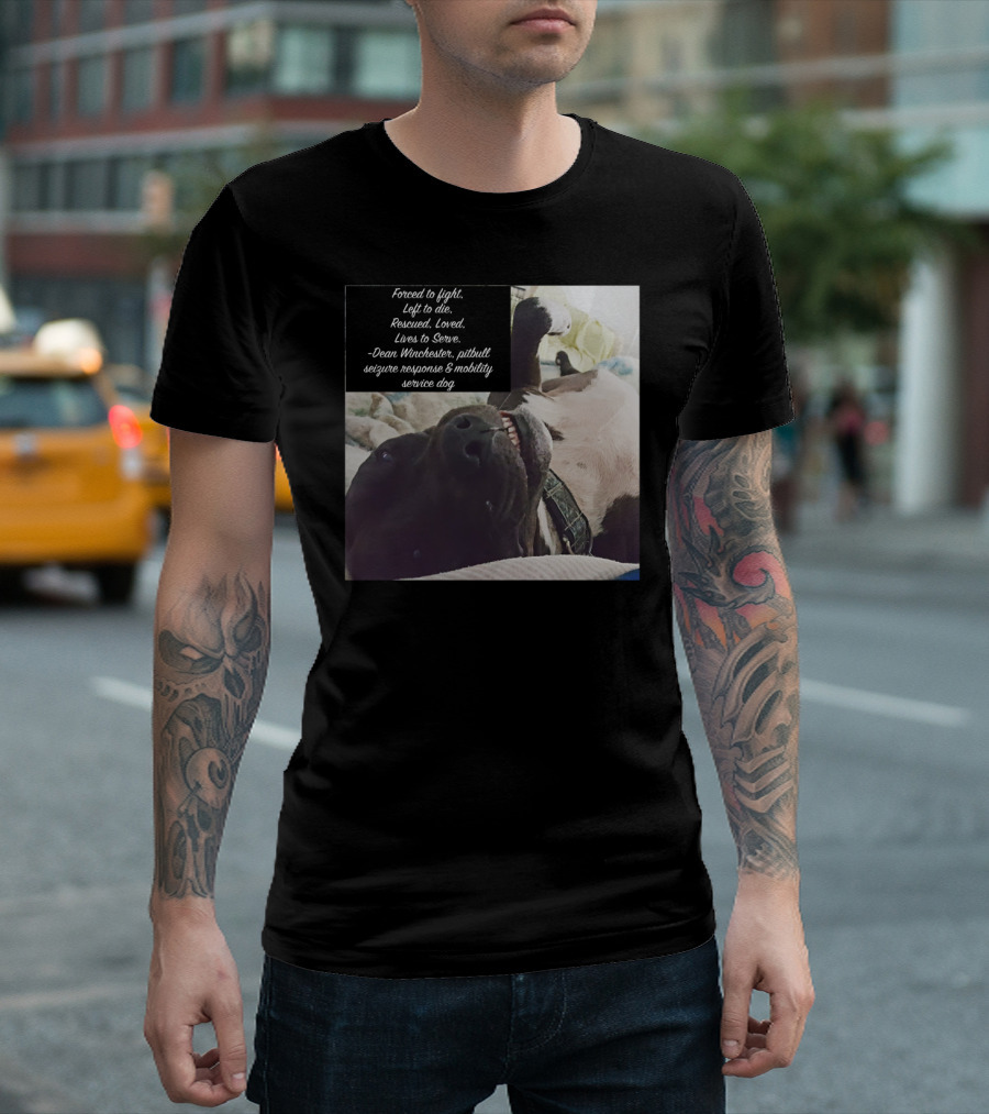 Dean Winchester Pitbull Seizure Response Mobility Service Dog Rescued Loved Lives To Serve T-Shirt