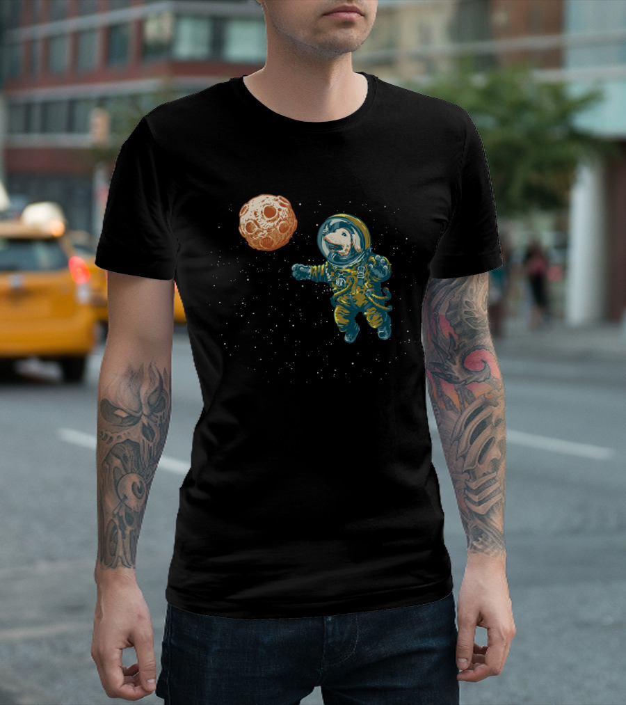 Soviet Space Dog Encounter with Celestial Fetching Planet T-Shirt