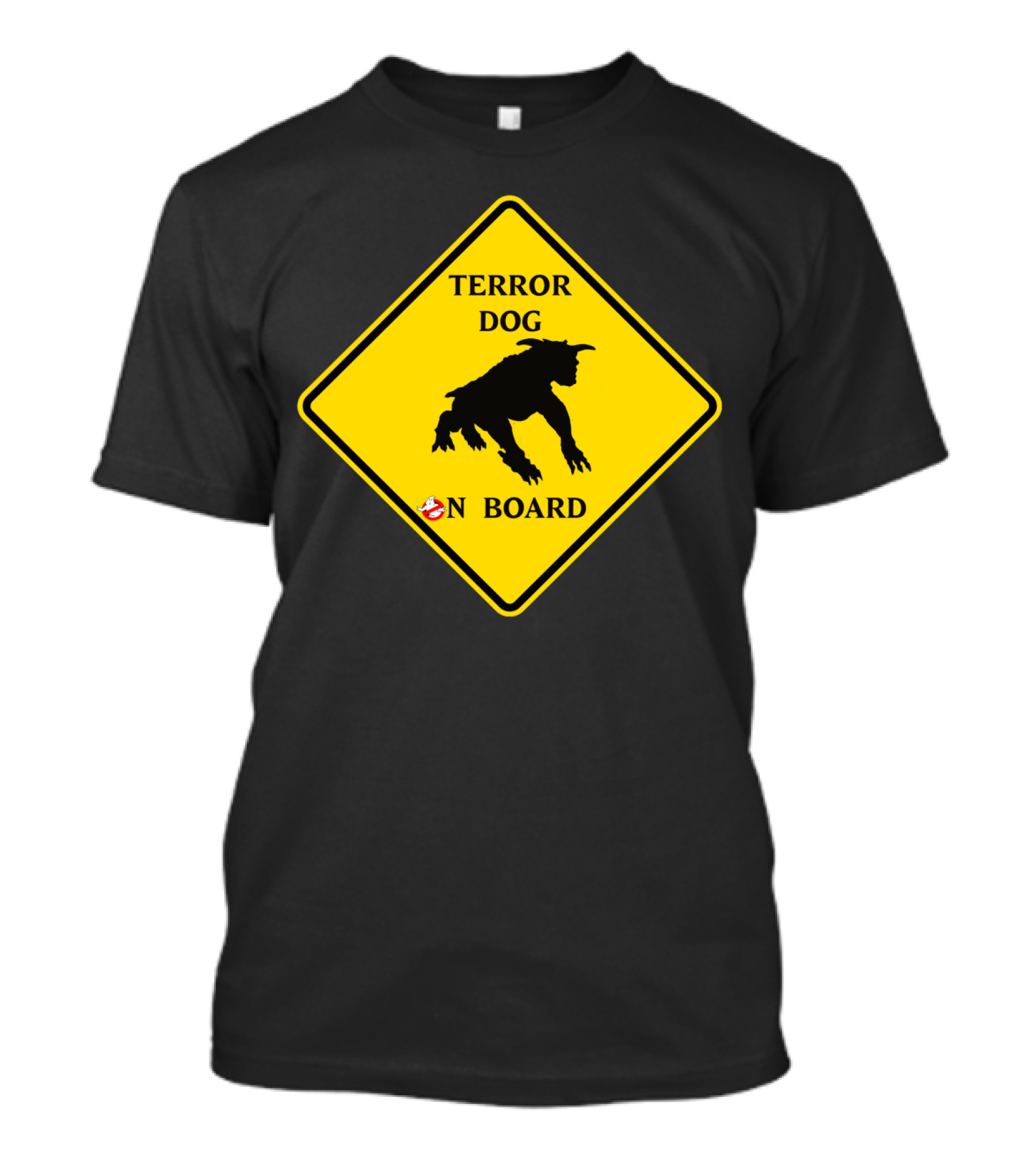 Ghostbusters Terror Dog On Board Sign Caution Stripe T-Shirt