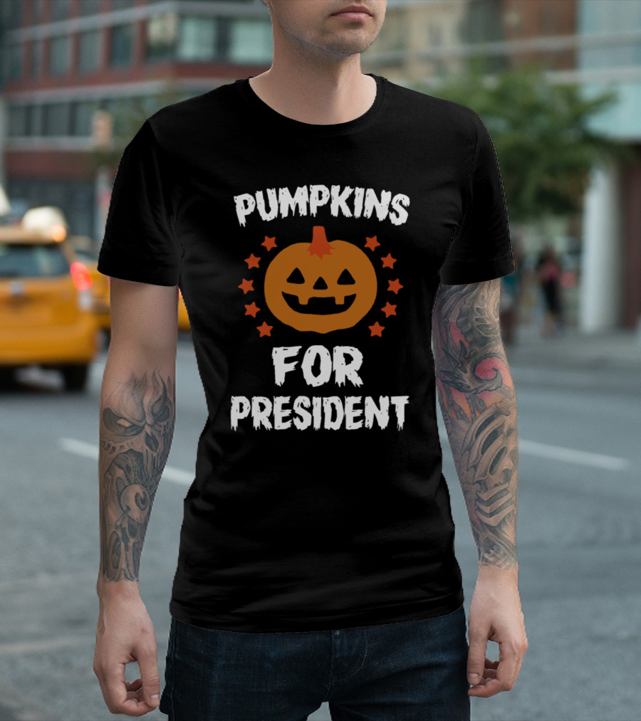 Pumpkins For President Halloween Jack-o'-Lantern Stars T-Shirt