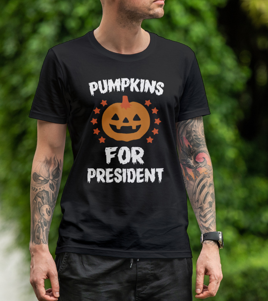 Pumpkins For President Halloween Jack-o'-Lantern Stars T-Shirt