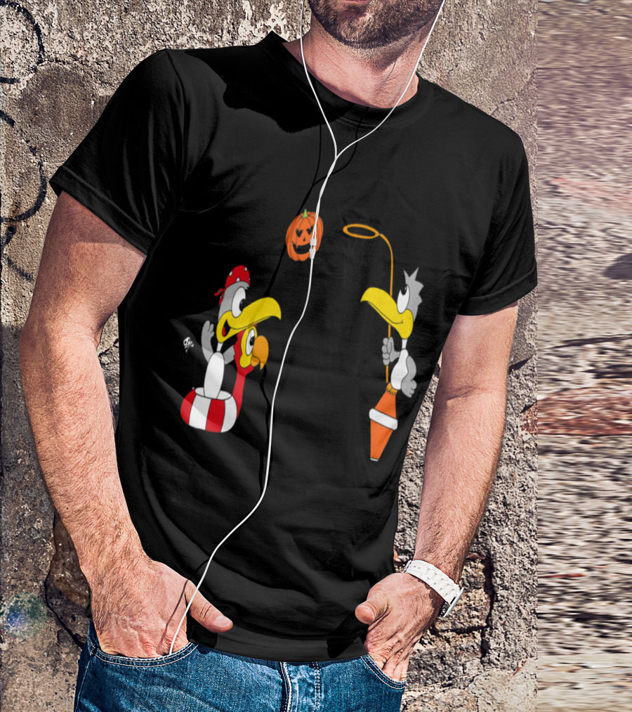 Seagulls Pirates Play Basketball With Pumpkin Halloween T-Shirt
