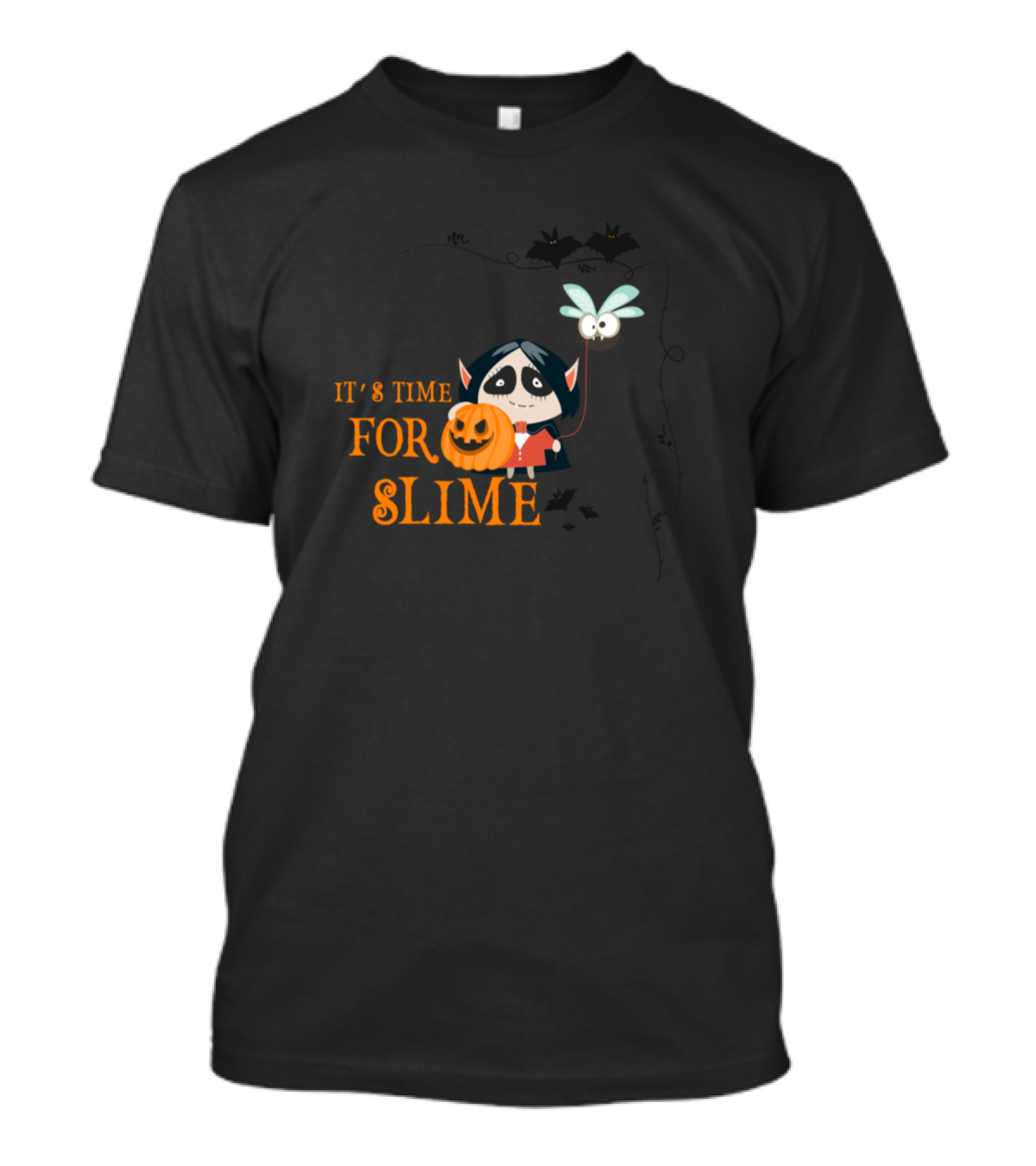 IT'S TIME FOR SLIME Halloween Pumpkin Vampire Bat T-Shirt
