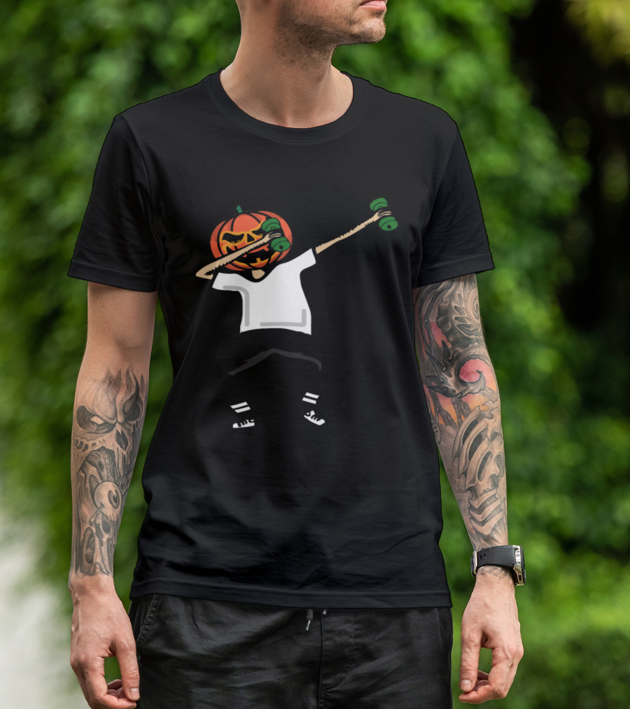 PUMPKIN DAB FITNESS INSTRUCTOR 01 HALLOWEEN WORKOUT WITH DUMBBELLS T-Shirt
