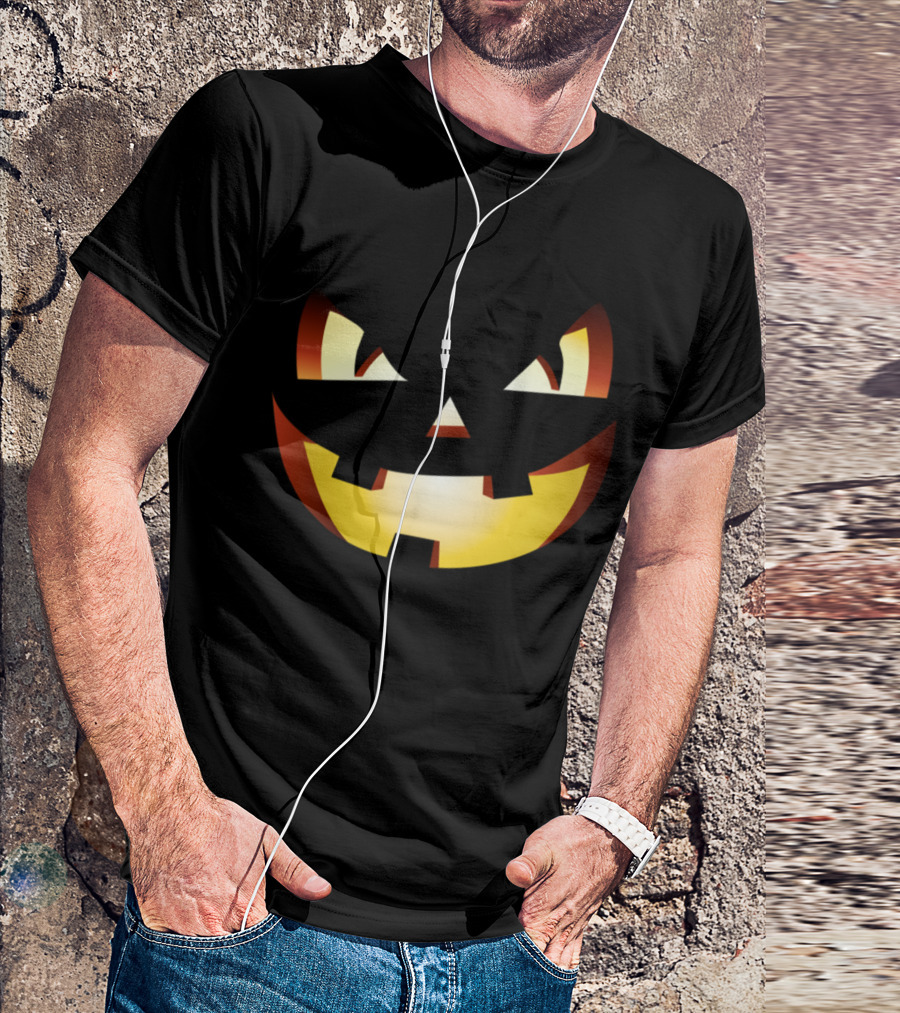 Halloween Pumpkin Evil Smiling Face Jack-O'-Lantern T-Shirt