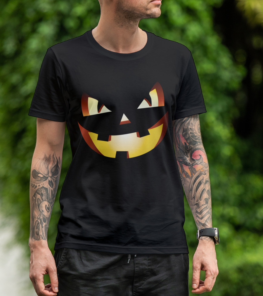 Halloween Pumpkin Evil Smiling Face Jack-O'-Lantern T-Shirt
