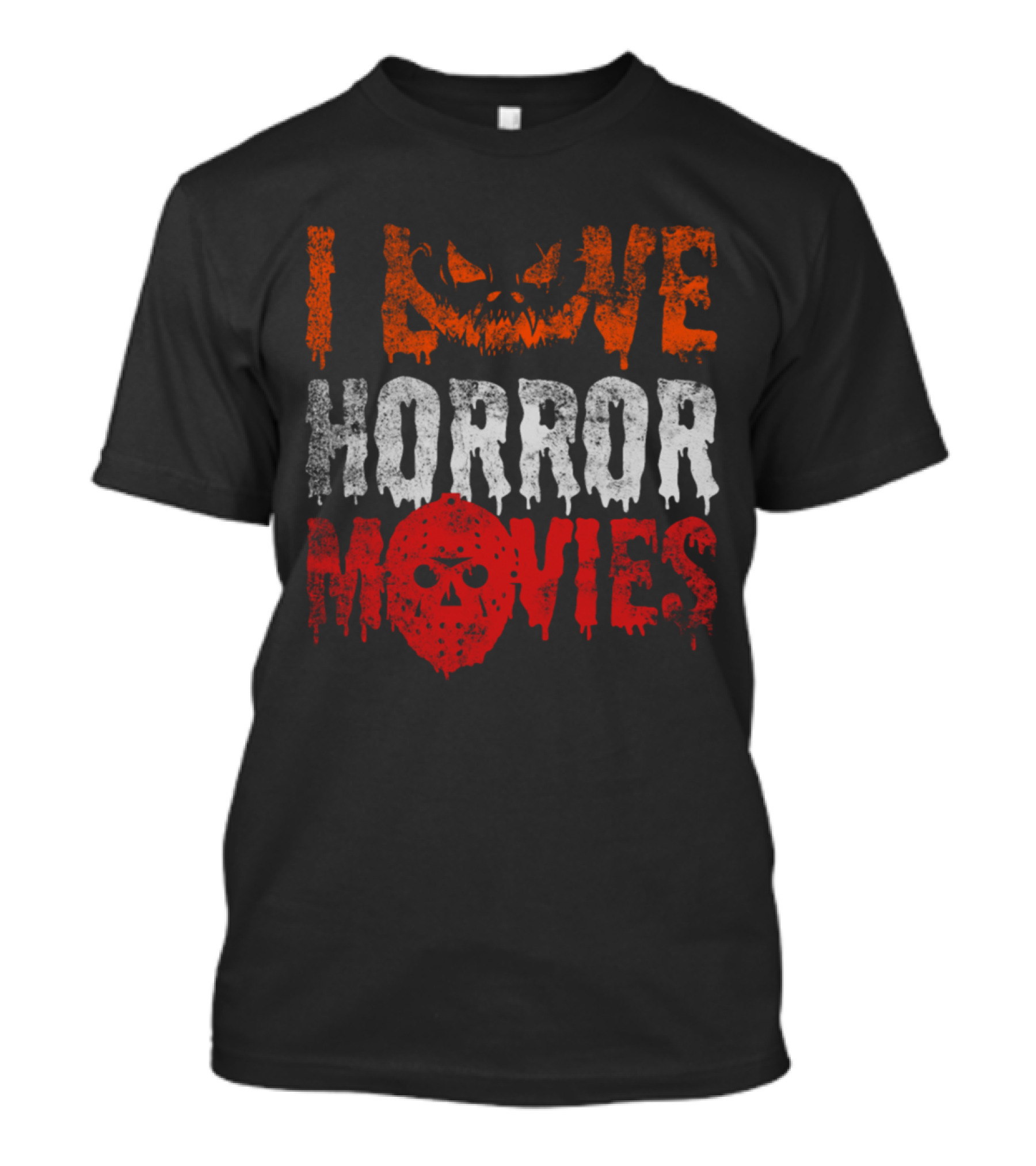 I Love Horror Movies Creepy Pumpkin Mask T-Shirt