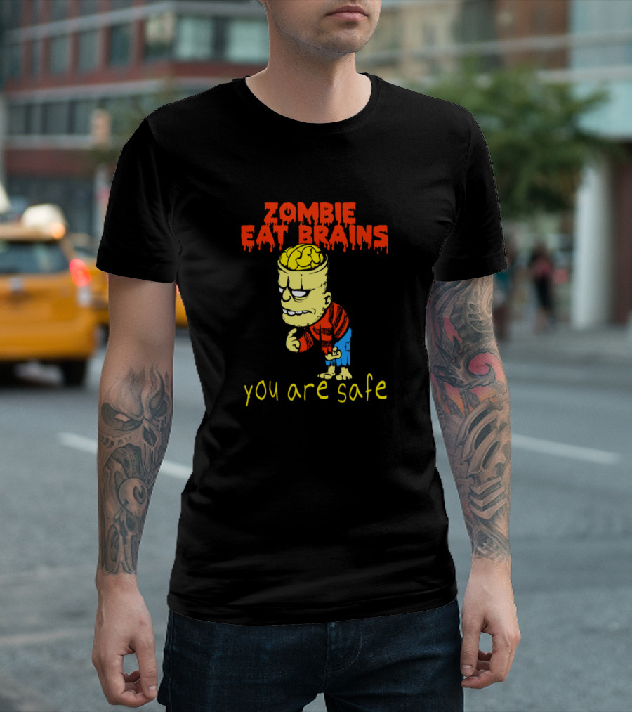 Zombie Eat Brains You Are Safe Halloween Pumpkin Creepy Gift Idea T-Shirt