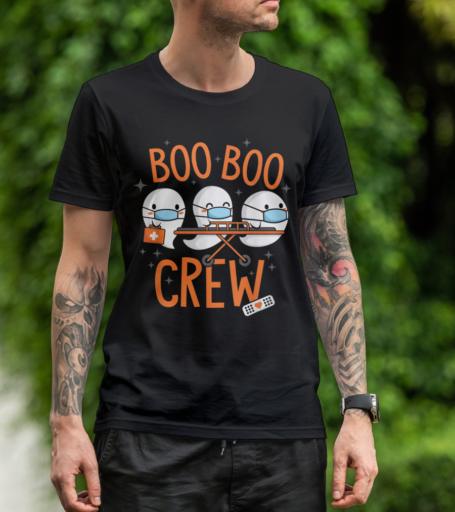 Boo Boo Crew Ghost Doctor Paramedic Nurse Halloween Costume T-Shirt