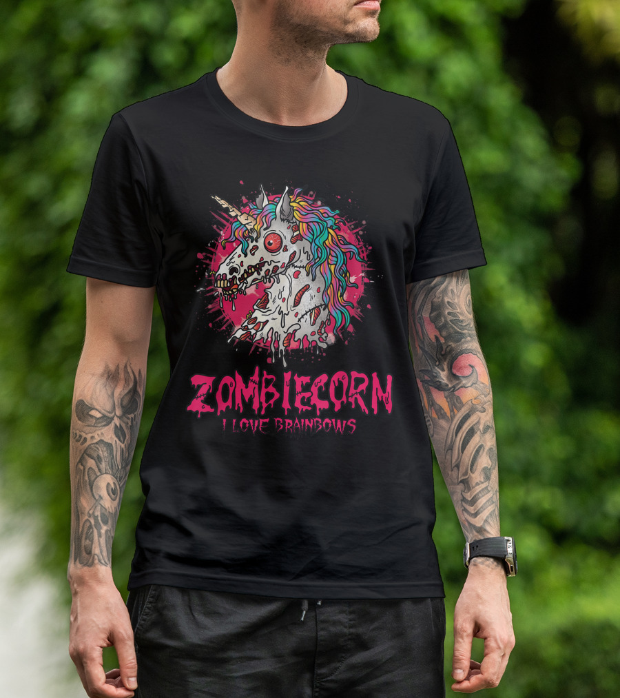 Zombicorn I Love Brainbows Halloween Gothic T-Shirt
