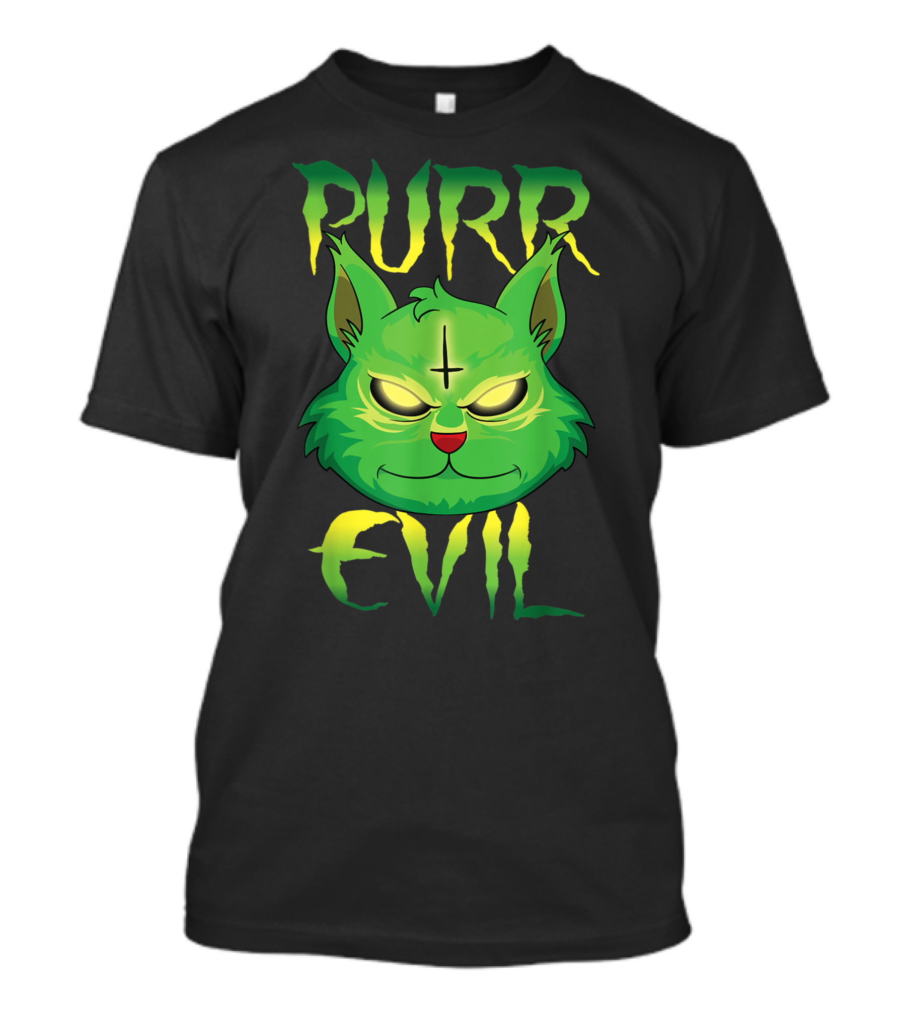 Purr Evil Satanic Cat Kitten 666 Pentagram T-Shirt