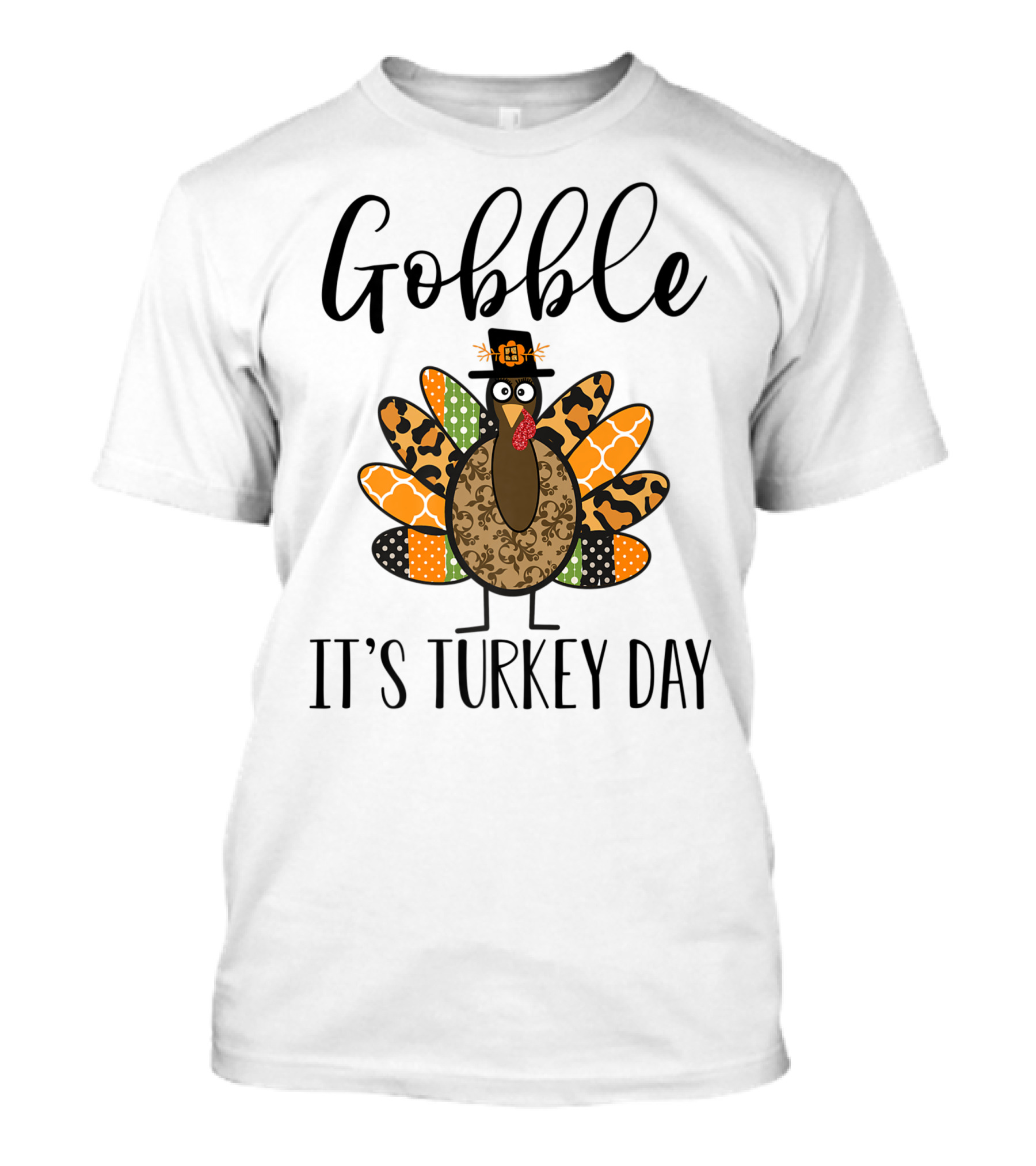 Gobble It's Turkey Day Fall Pumpkin Halloween Turkey T-Shirt