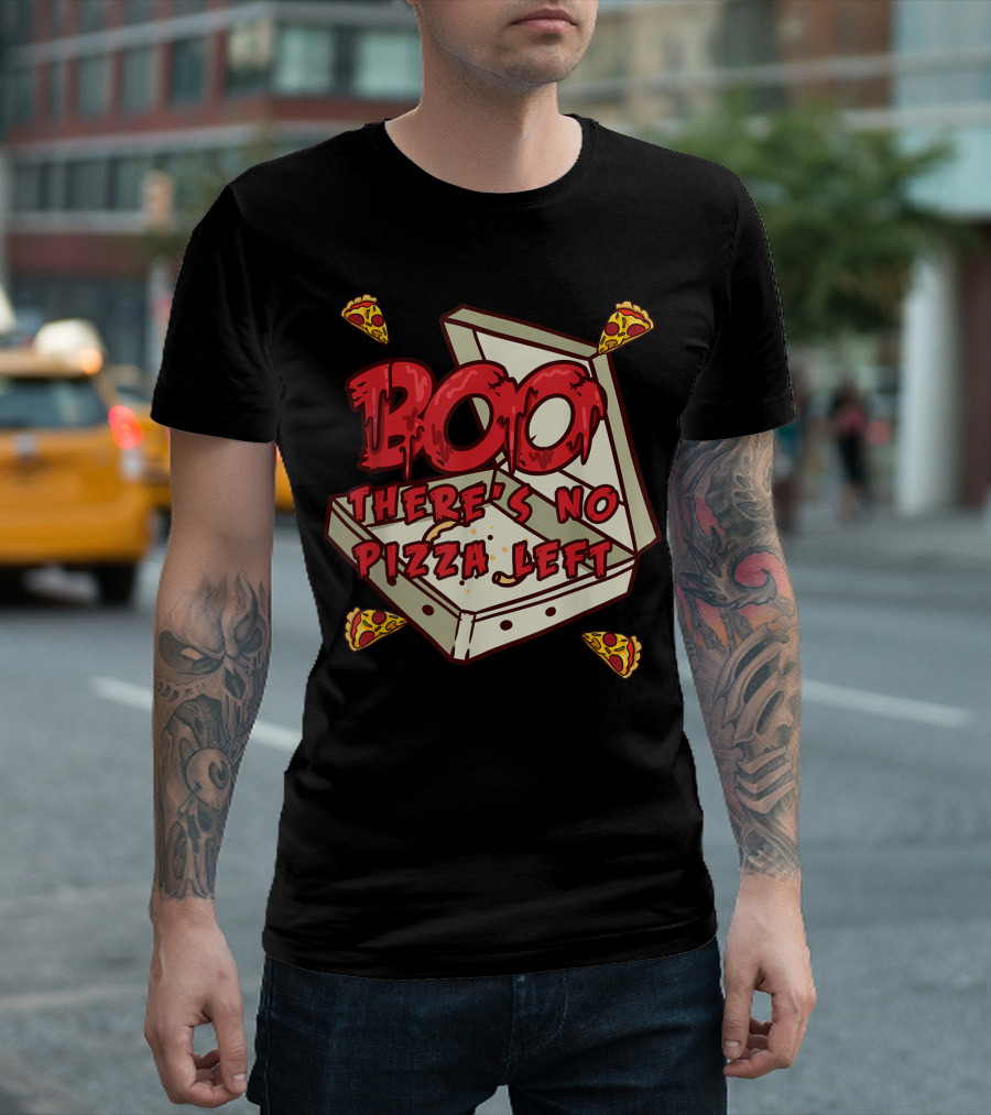 BOO Pizza Box Surprise There's No Pizza Left Scattered Slices T-Shirt