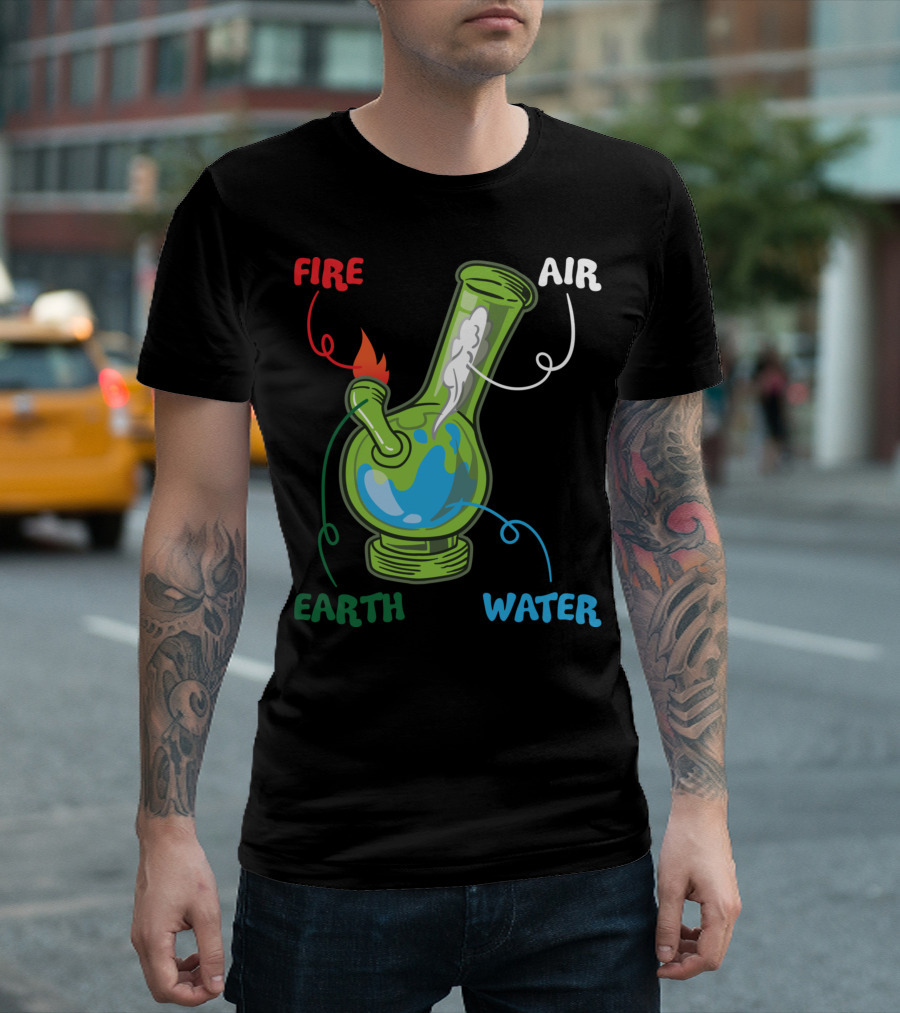 Fire Water Earth Air Bong Elements Weed Smoking Anatomy THC T-Shirt